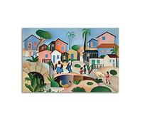 Favela Hill par Tarsila Do Amaral Poster sur toile Décoration murale Cadeau Photo Peinture Décoration d'intérieur 60 x 90 cm