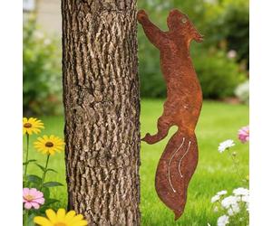 Favelable Écureuil rouillé, Décoration de Jardin rouillée, Écureuil décoratif, Décoration de Jardin en métal, idéal pour Apporter Une Touche Naturelle à Votre extérieur Toute l'année