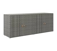 Favemtsl Armoire de jardin grise 198 x 55,5 x 80 cm en rotin synthétique | Commode d'extérieur spacieuse en rotin synthétique avec poignées en bois d'acacia, idéale pour les terrasses
