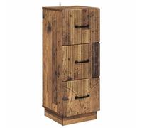 Favemtsl Commode à 3 tiroirs en bois vieilli 33 x 34,5 x 87 cm | Armoire d'appoint compacte au look vintage pour chambre à coucher et salon avec rangement polyvalent et ergonomie.