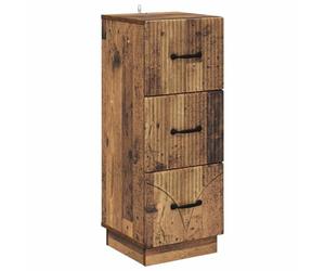 Favemtsl Commode à 3 tiroirs en bois vieilli 33 x 34,5 x 87 cm | Armoire d'appoint compacte au look vintage pour chambre à coucher et salon avec rangement polyvalent et ergonomie.