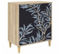 Favemtsl Commode DOKKUM à 3 tiroirs 66 x 36,5 x 75 cm Bleu Sonoma | Armoire d'appoint élégante dans la chambre à coucher et le couloir avec motif fougère décoratif, structure stable et pieds