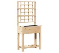 Favemtsl Jardinière avec treillis en bois d'épicéa, beige, 71 x 38 x 152 cm | Jardinière surélevée rectangulaire en bois de conifère massif pour plantes grimpantes sur terrasse et balcon.