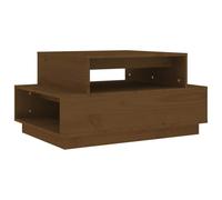 Favemtsl Table basse en pin massif marron miel 80 x 55 x 40,5 cm | Table de canapé rustique en pin fin pour salon et salon, offre une étagère pratique et beaucoup d'espace de rangement au