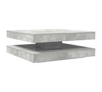 Favemtsl Table basse pivotante à 360° Gris béton 90 x 90 x 34,5 cm Table de salon carrée moderne en bois avec espace de rangement Table basse pour le salon