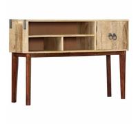 Favemtsl Table console en bois massif de mangue, 115 x 30 x 76 cm | Élégant meuble de couloir en bois de manguier rugueux avec 2 portes et 3 compartiments ouverts pour un rangement ordonné dans