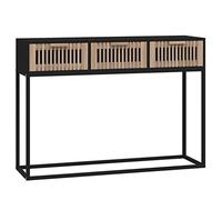 Favemtsl Table console noire 105 x 30 x 75 cm avec 3 tiroirs | Table d'appoint stable en bois et fer avec 3 tiroirs pour couloir, salon et chambre au design scandinave.