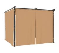 Favemtsl Tonnelle de jardin 3 x 3 m avec 3 panneaux latéraux en acier taupe | Tente de fête stable pour jardin et terrasse avec rideaux flexibles pour l'ombre et l'intimité lors des fêtes.