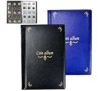 Favengo 2 PCS Album de Collection Pièce de Monnaie 150 Grille 4.5 * 4.2cm Album Numismatique Collection Pièce Rangement Monnaie Collection Classeur Numismatique Piece de Monnaie Album Poche Route