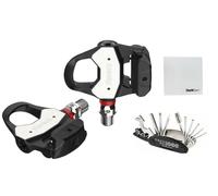 Favero Assioma PRO RL-2 Pédales de compteur de puissance double face, compatibles Look Keo, précision ± 1 %, Bluetooth ANT+, rechargeables, crampons inclus avec kit d'outils multifonctions et chiffon