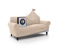 FAVERTI® Bocairent Housse de canapé élégante au Toucher Coton 2 Places en Tissu Super élastique pour canapé de 140 à 180 cm Beige