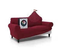 FAVERTI® Bocairent Housse de canapé élégante au Toucher Coton 2 Places en Tissu Super élastique pour canapé de 140 à 180 cm Bordeaux