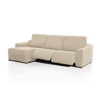 FAVERTI Housse de canapé d'angle Courte Gauche (Vue de Face) Deux Pieds | Modèle NOVELE | Housse de Chaise de Relaxation Super réglable Beige | Protecteur de qualité en Tissu Jacquard Toucher Coton