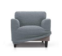 FAVERTI® Housse de Fauteuil Super élastique Universelle de 70 à 110 cm Modèle BUFALI Gris Clair Housse idéale pour Toute Forme de Fauteuil Protecteur de qualité en Tissu Jacquard 3D Toucher Coton