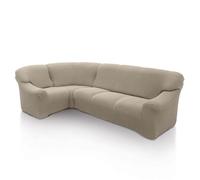 FAVERTI Housse de Protection de canapé d'angle élastique de 3,4 à 5,4 m Modèle NOVELE Beige Protecteur de qualité en Tissu Jacquard Toucher Coton