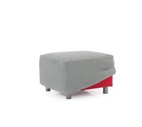 FAVERTI Housse Pouf Super élastique | Housse Repose-Pieds carrée 60 à 90 cm de côté | Modèle Novel | Gris Clair | Protecteur de qualité en Tissu Jacquard Toucher Coton | Housse ottomane carrée