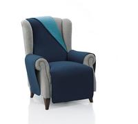 FAVERTI® Requena Housse de fauteuil rembourrée 1 place - 55 cm (assise) | Bleu marine - turquoise réversible | Protecteur compatible avec fauteuils de relaxation et oreilles | Toile lavable | Fabriqué