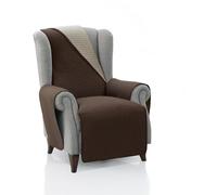 FAVERTI® Requena Housse de fauteuil rembourrée 1 place - 55 cm (assise) | Marron/beige réversible | Protection compatible avec fauteuils de relaxation et oreilles | Toile lavable | Fabriqué en Espagne
