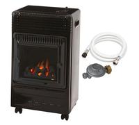 FAVEX - Chauffage d'appoint à gaz Ektor Fire - Prêt à l'emploi livré avec tuyau et détendeur - Intérieur - Infra Bleu effet feu de cheminée - 3 Puissances de Chauffe -jusqu'à 35 m² - Noir