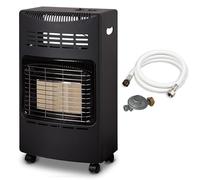FAVEX - Poêle à gaz 4200W - Chauffage d'appoint au gaz infrarouge - 3 puissances de chauffe - Jusqu'à 40 m² - Intérieur - Prêt à l'emploi livré avec Tuyau et détendeur inclus - Classe A - Acier, Noir