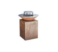 Favilla Fuego - Brasero en acier Corten avec plaque grill et plancha Anneau de cuisson intégré • Effet patiné naturel.