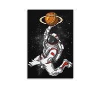 FAVIRXPYU Impression sur toile avec illustration d'astronaute de style créatif de science-fiction basket-ball et décoration murale moderne pour chambre à coucher (60 x 90 cm)