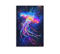 FAVIRXPYU Impression sur toile représentant des méduses d'animaux sous le ciel étoilé - Impression numérique sur toile - Décoration murale moderne pour chambre à coucher - 50 x 75 cm