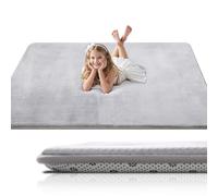 Favodormir Tapis d'eveil Bebe Ferme,Tapis de Jeux Bebe Épaisseur Éponge,Fond Antidérapant & Surface Flanelle Douce, Entretien Facile pour Chambre et Parc Enfants (0-3 Ans),120cmx120cm,Gris