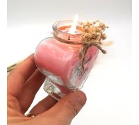 Favoris de Mariage en Gros, Ensemble de Bougies en Verre en Forme de Cœur avec Autocollant Personnalisé et Fleurs Séchées pour Fête de Mariage, Douche de Bébé (Rose, Ensemble de 30)