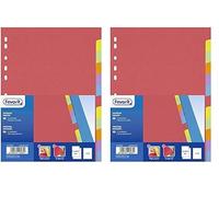 Favorit 100204882 Séparateurs à perçage universel pour classeurs à anneaux avec 12 encoches neutres colorées personnalisables, format intérieur A4, en carton de 225 g/m² (Lot de 2)