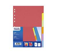 Favorit 100204883 Séparateurs à perçage universel pour classeurs à anneaux avec 6 encoches neutres colorées personnalisables, format intérieur A4, en carton de 225 g/m²