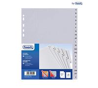 Favorit 400006691 - Intercalaires universels à trous pour classeurs à anneaux avec 20 pochettes Alphabétiques Gris A-Z 22 x 30 cm Blanc