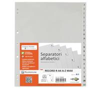 Favorit 400006691 - Intercalaires universels à trous pour classeurs à anneaux avec 20 pochettes Alphabétiques Gris A-Z 22 x 30 cm Blanc
