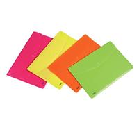 Favorit 400121105 porte-documents avec bouton pression A4 ligne Fluo, Lot de 5 pièces couleurs assorties fluo
