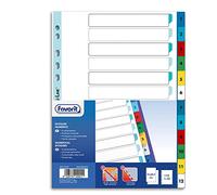 Favorit 400132468 Intercalaires numérotés de 1 à 12 avec encoches colorées pour école bureau maison 21 x 29,7 cm