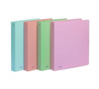 Favorit Classeur à anneaux, lot de 4 pièces, couleurs pastel bleu, lilas, rose, vert, en polypropylène, format 22 x 30 cm, diamètre des anneaux 30 mm