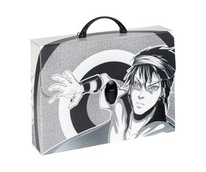 Favorit Mallette en polypropylène alvéolaire avec impression en haute résolution MANGA Black Man, dimensions 37,5 x 27 cm, dos 8 cm, 1 fermeture