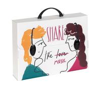 Favorit Mallette en polypropylène alvéolaire avec impression en haute résolution MUSIC, dimensions 37,5 x 27 cm, dos 8 cm, 2 fermetures