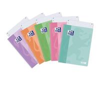 Favorit ON Lot de 5 cahiers spiralés avec trous Couleurs Pastel A4+ carrés 4 mm 120 feuilles 90 g
