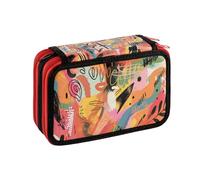 Favorit Trousse 3 compartiments pour l'école, avec papeterie, 20 x 13 x 7,5 cm, art noir