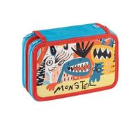 Favorit Trousse 3 compartiments pour l'école, avec papeterie, 20 x 13 x 7,5 cm, art rouge