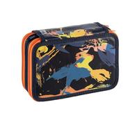 Favorit Trousse 3 compartiments pour l'école, avec papeterie, 20 x 13 x 7,5 cm, camouflage noir