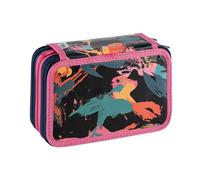 Favorit Trousse 3 compartiments pour l'école, avec papeterie, 20 x 13 x 7,5 cm, camouflage orange