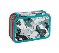 Favorit Trousse 3 compartiments pour l'école, avec papeterie, 20 x 13 x 7,5 cm, camouflage vert