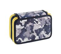 Favorit Trousse 3 compartiments pour l'école, avec papeterie, 20 x 13 x 7,5 cm, gris camouflage