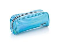 Favorit Trousse à crayons pour l'école, grande enveloppe brillante, 22 cm x 9 cm x 6,5 cm, avec fermeture éclair argentée