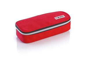 Favorit Trousse à Crayons pour l'école, Ovale Rouge, 24 cm x 9,5 cm, Hauteur 6 cm, Fermeture éclair argentée, Remplissage avec Produits Stabilo