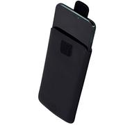 Favory Étui de protection compatible avec Doro 5860 en cuir véritable (languette avec languette d'extraction) Noir