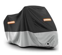 Favoto Housse de Protection Imperméable pour Moto Couverture Oxford Résistant aux Poussière Pluie Neige UV Vent Soleil Déjections d'oiseaux, 245x105x125cm Noir+Argent