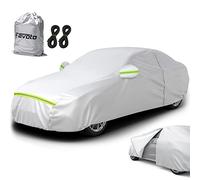 Favoto Bâche Voiture Exterieur Housse de Protection PEVA Couverture Imperméable Auto, Ouverte Latérale pour Cabine, Doublure en Coton Respirant, Anti UV Neige Poussière pour Berline 465x170x150cm